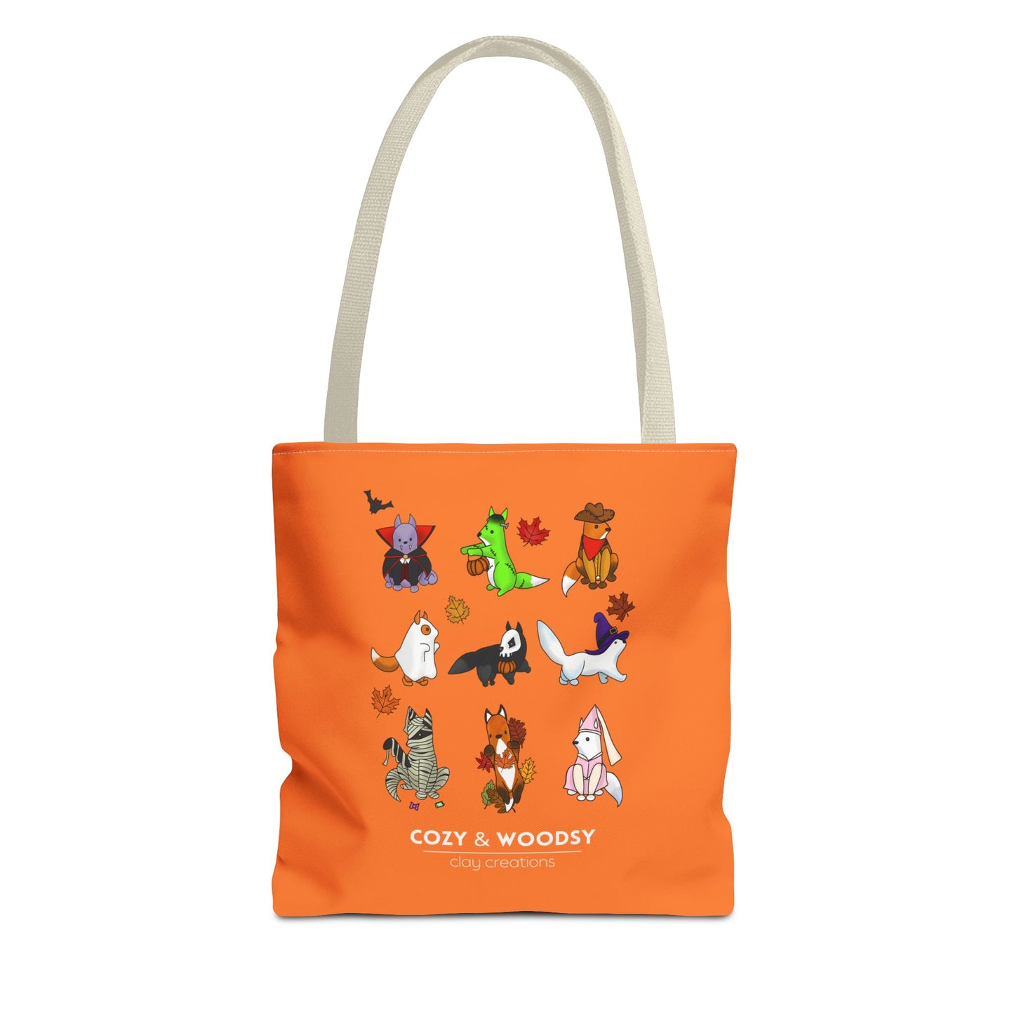 Cozy Halloween Foxes Orange Tote Bag – Perfect for Animal Lovers, Eco-Friendly, Shopping, Gifts, Fall Decor, Everyday Use