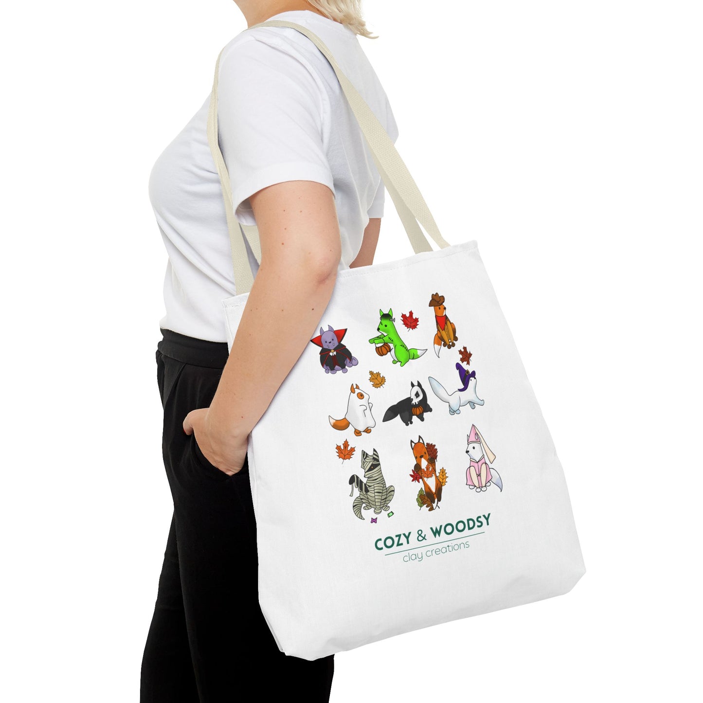 Cozy Halloween Foxes Tote Bag – Perfect for Animal Lovers, Eco-Friendly, Shopping, Gifts, Fall Decor, Everyday Use