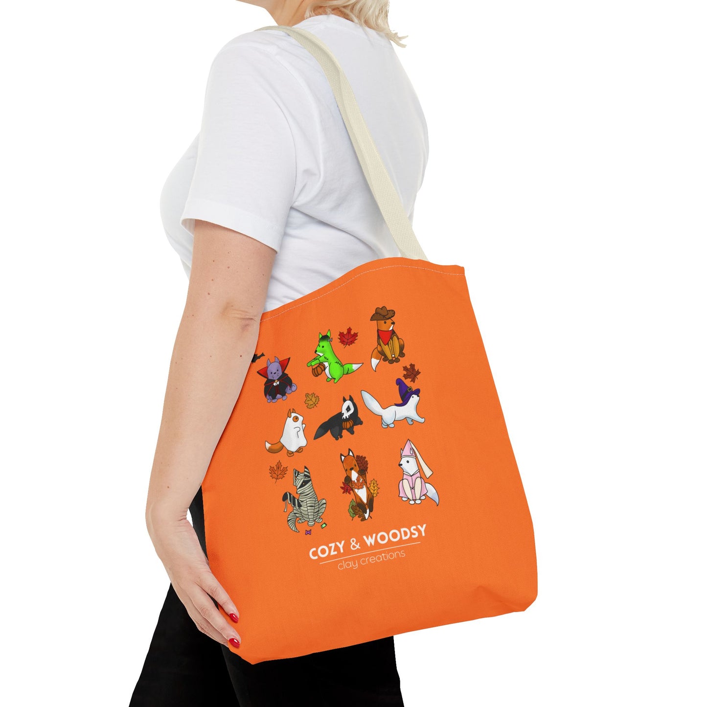 Cozy Halloween Foxes Orange Tote Bag – Perfect for Animal Lovers, Eco-Friendly, Shopping, Gifts, Fall Decor, Everyday Use