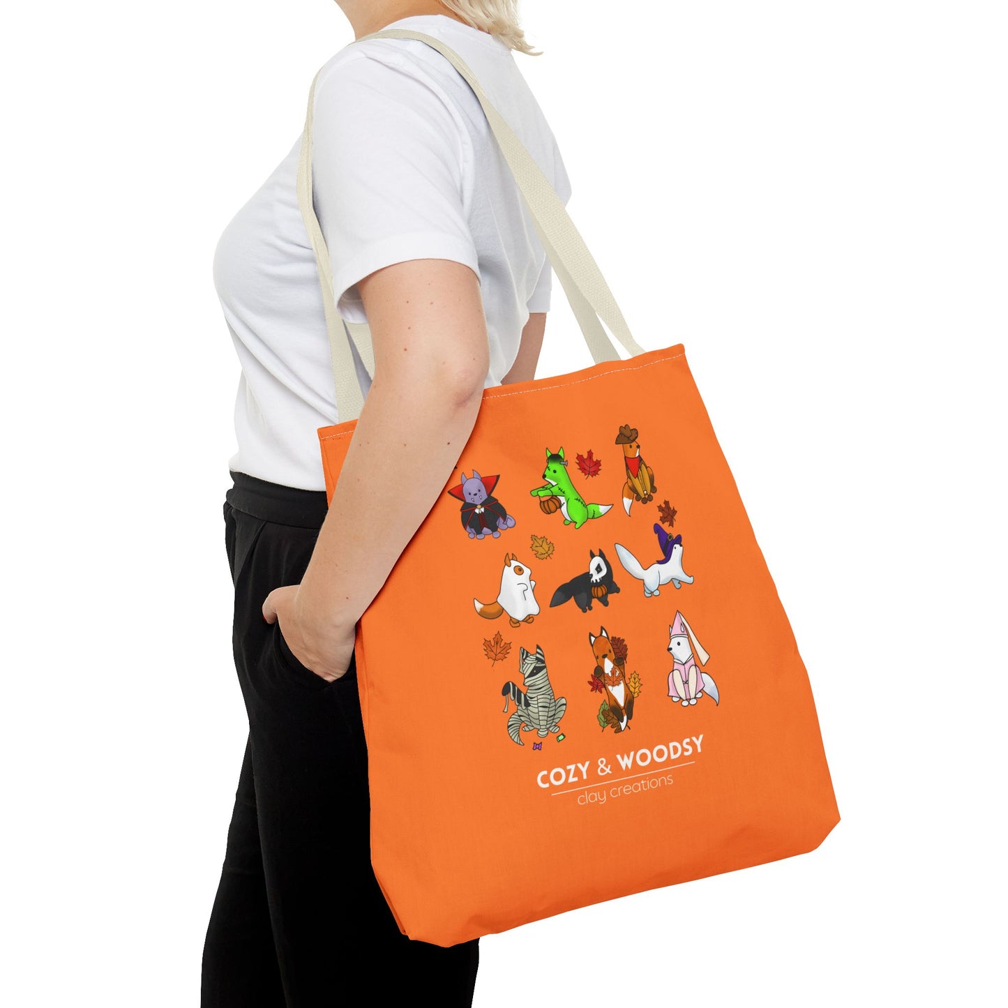 Cozy Halloween Foxes Orange Tote Bag – Perfect for Animal Lovers, Eco-Friendly, Shopping, Gifts, Fall Decor, Everyday Use