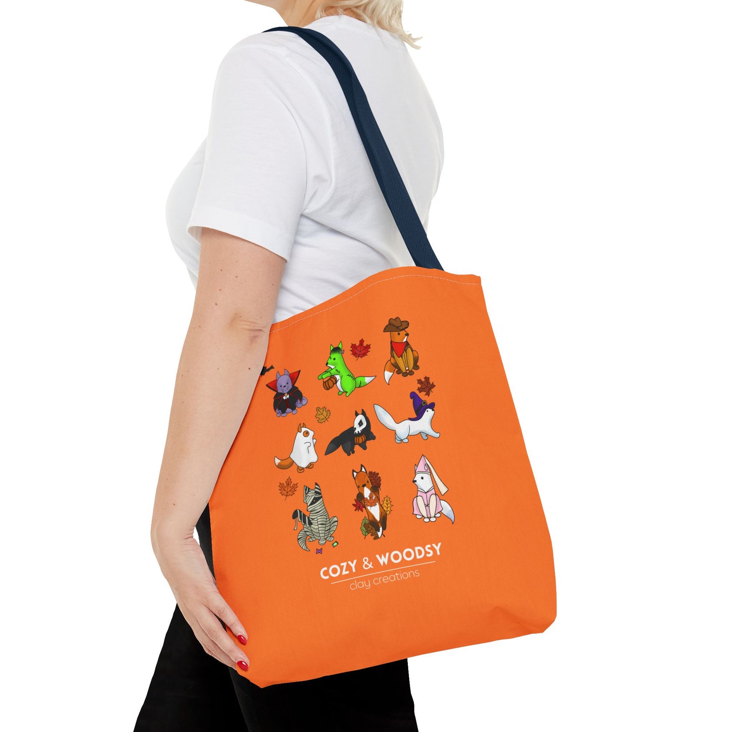Cozy Halloween Foxes Orange Tote Bag – Perfect for Animal Lovers, Eco-Friendly, Shopping, Gifts, Fall Decor, Everyday Use