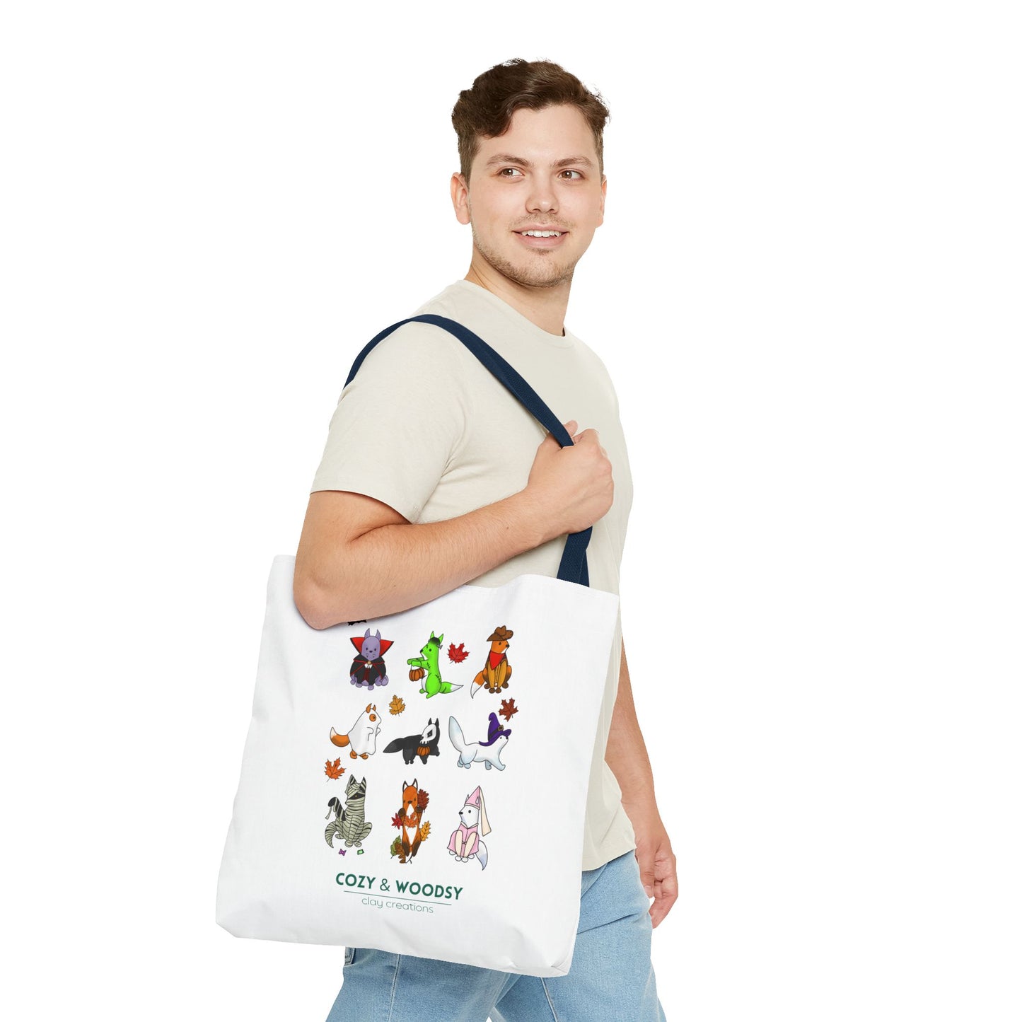 Cozy Halloween Foxes Tote Bag – Perfect for Animal Lovers, Eco-Friendly, Shopping, Gifts, Fall Decor, Everyday Use