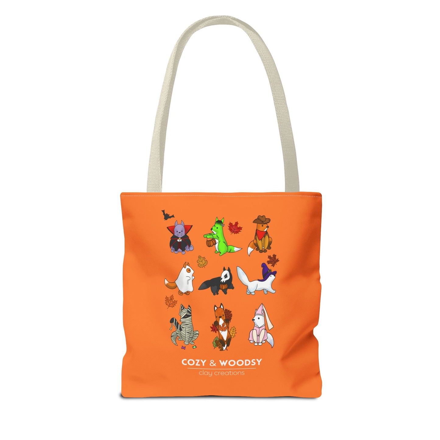 Cozy Halloween Foxes Orange Tote Bag – Perfect for Animal Lovers, Eco-Friendly, Shopping, Gifts, Fall Decor, Everyday Use