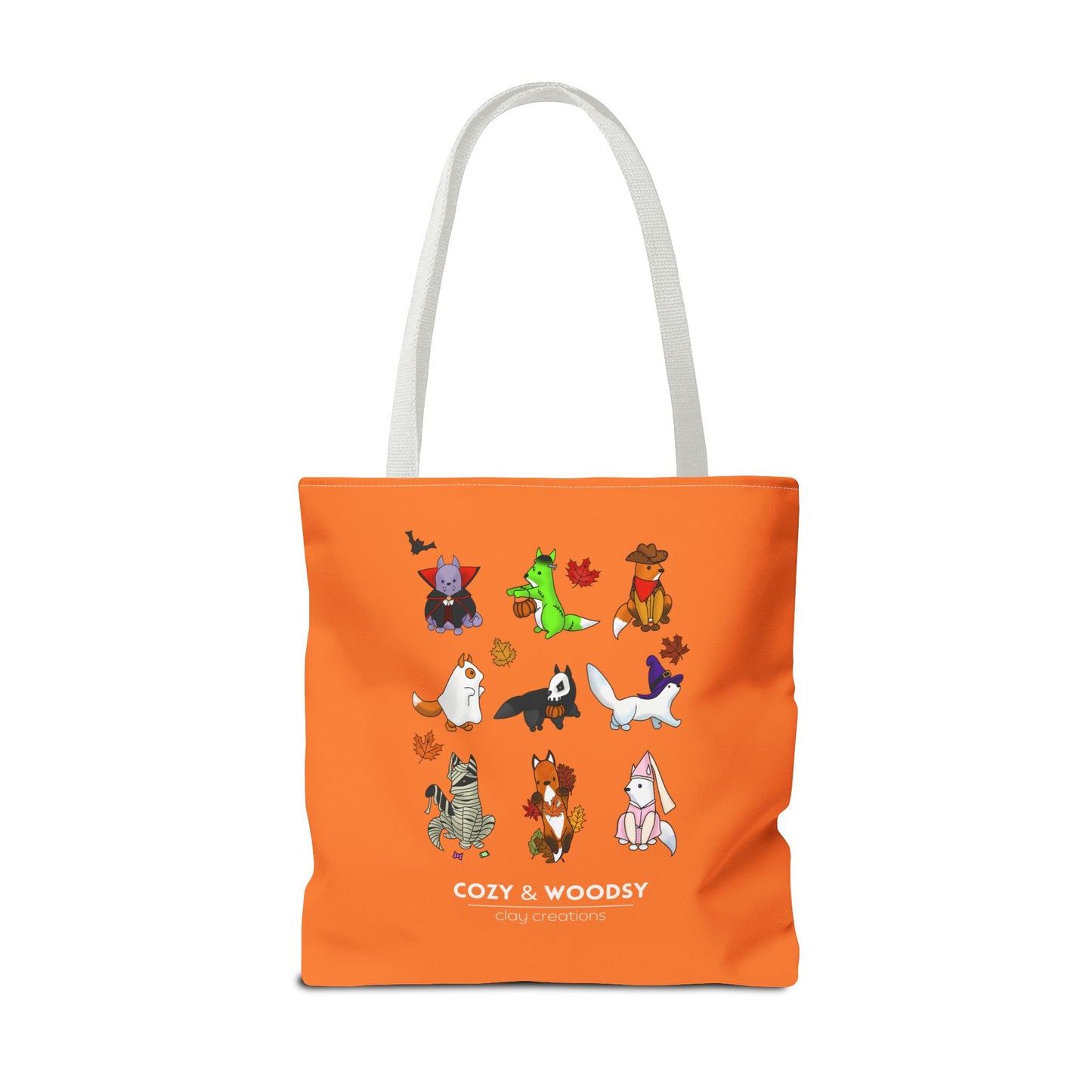 Cozy Halloween Foxes Orange Tote Bag – Perfect for Animal Lovers, Eco-Friendly, Shopping, Gifts, Fall Decor, Everyday Use