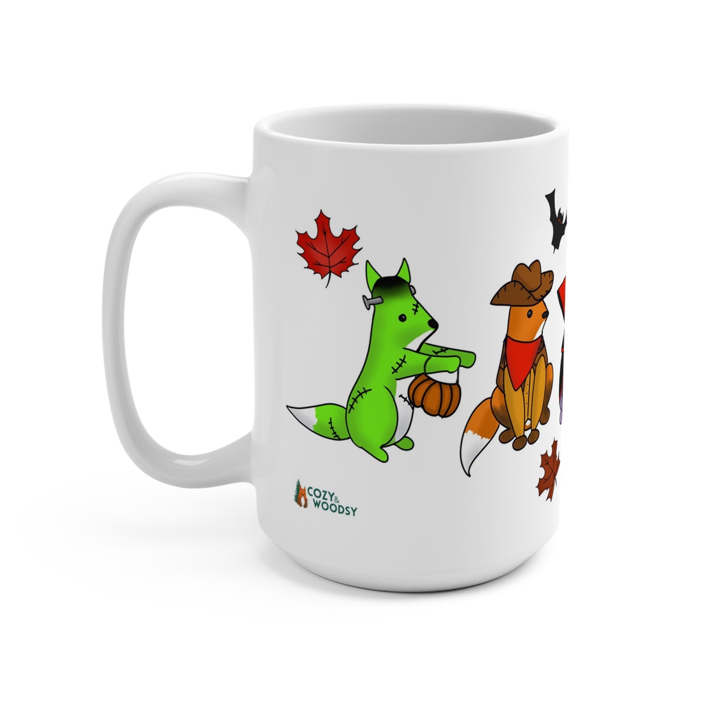 Cozy Halloween Foxes Mug 15oz