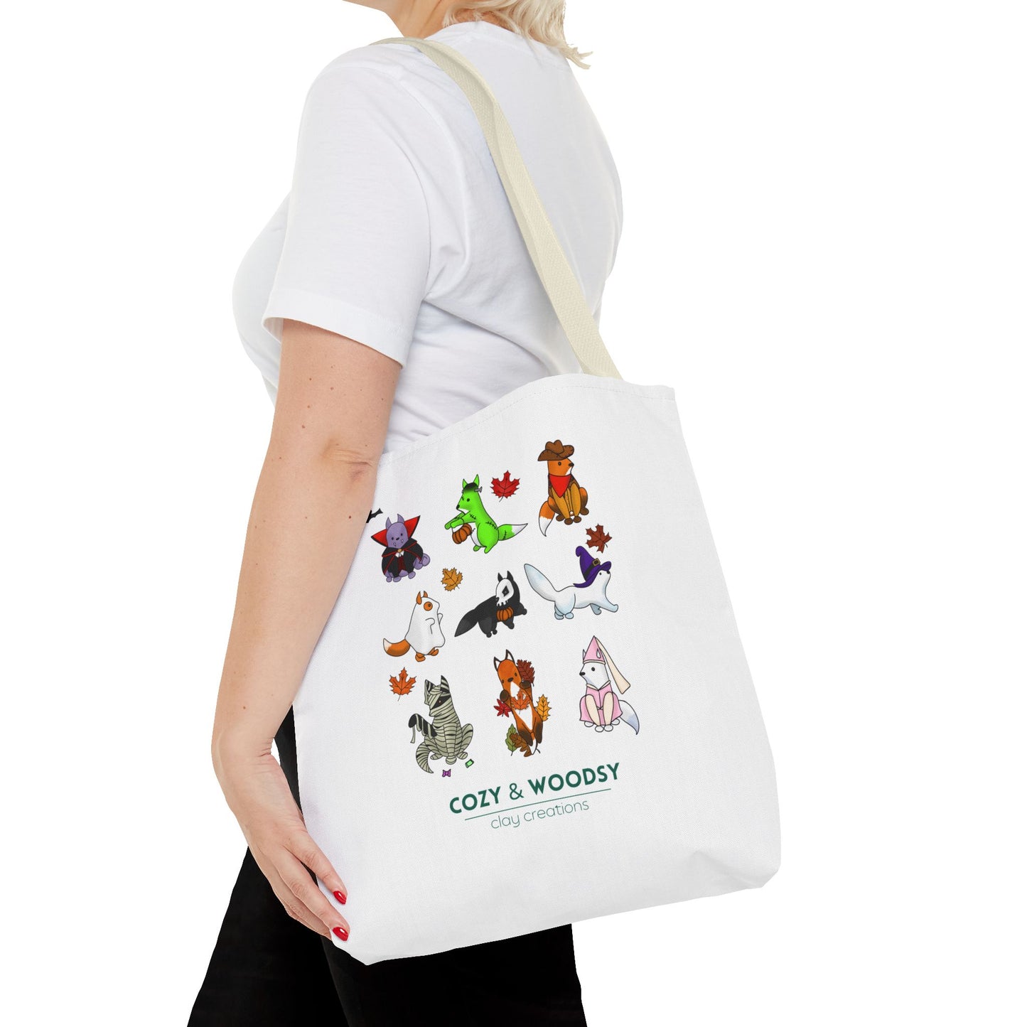 Cozy Halloween Foxes Tote Bag – Perfect for Animal Lovers, Eco-Friendly, Shopping, Gifts, Fall Decor, Everyday Use
