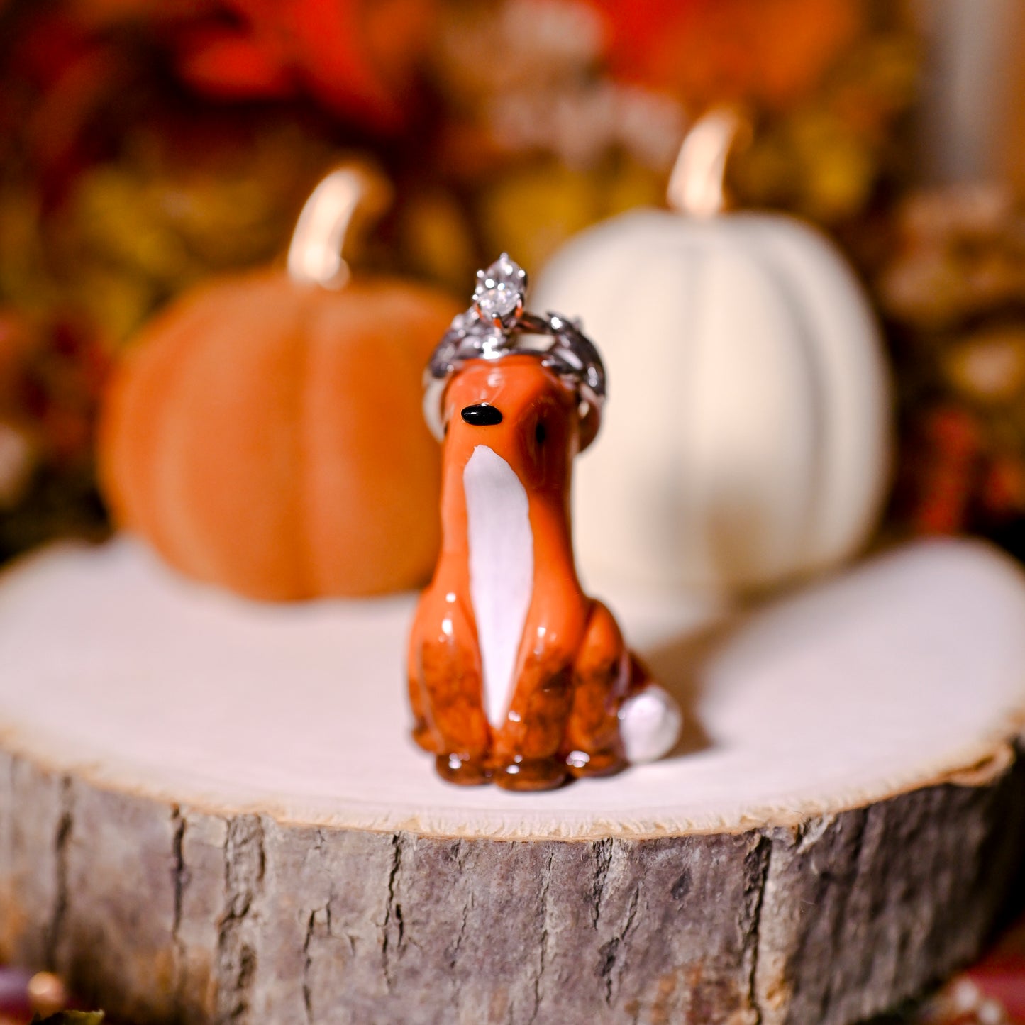 Orange Ring Fox | Lil Woodsie Crown Ring Holder