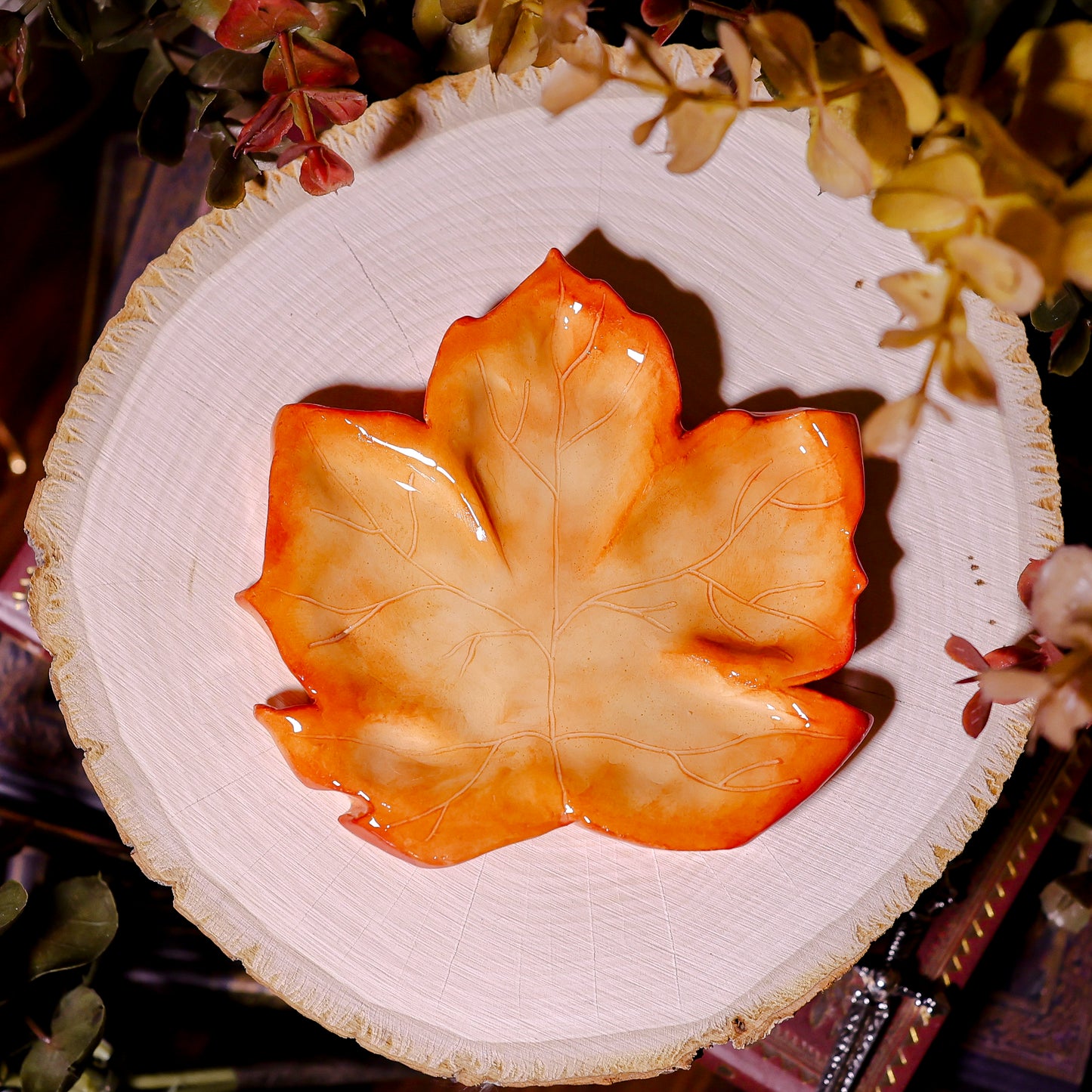 Orange Maple Leaf Trinket Dish | Trinket Dishes