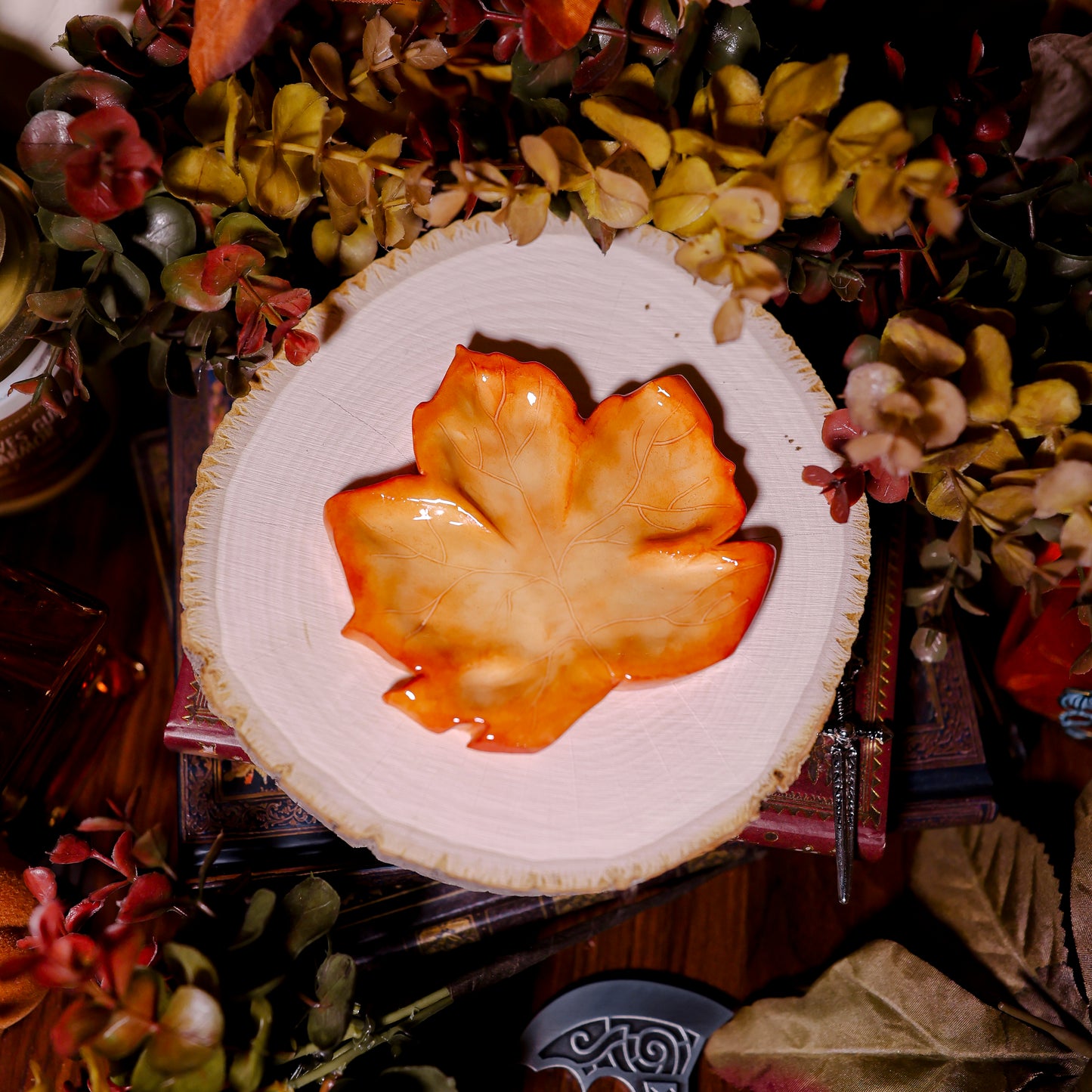 Orange Maple Leaf Trinket Dish | Trinket Dishes