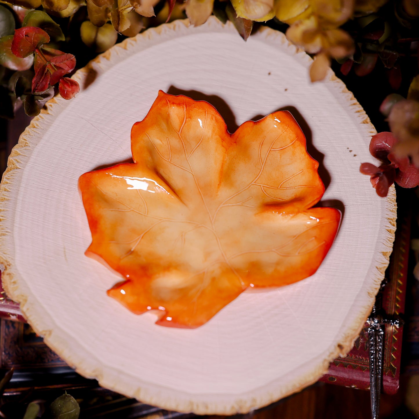 Orange Maple Leaf Trinket Dish | Trinket Dishes