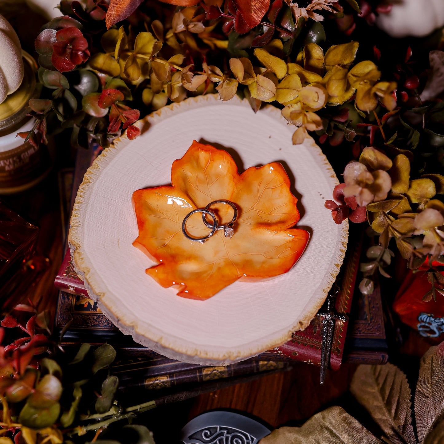 Orange Maple Leaf Trinket Dish | Trinket Dishes