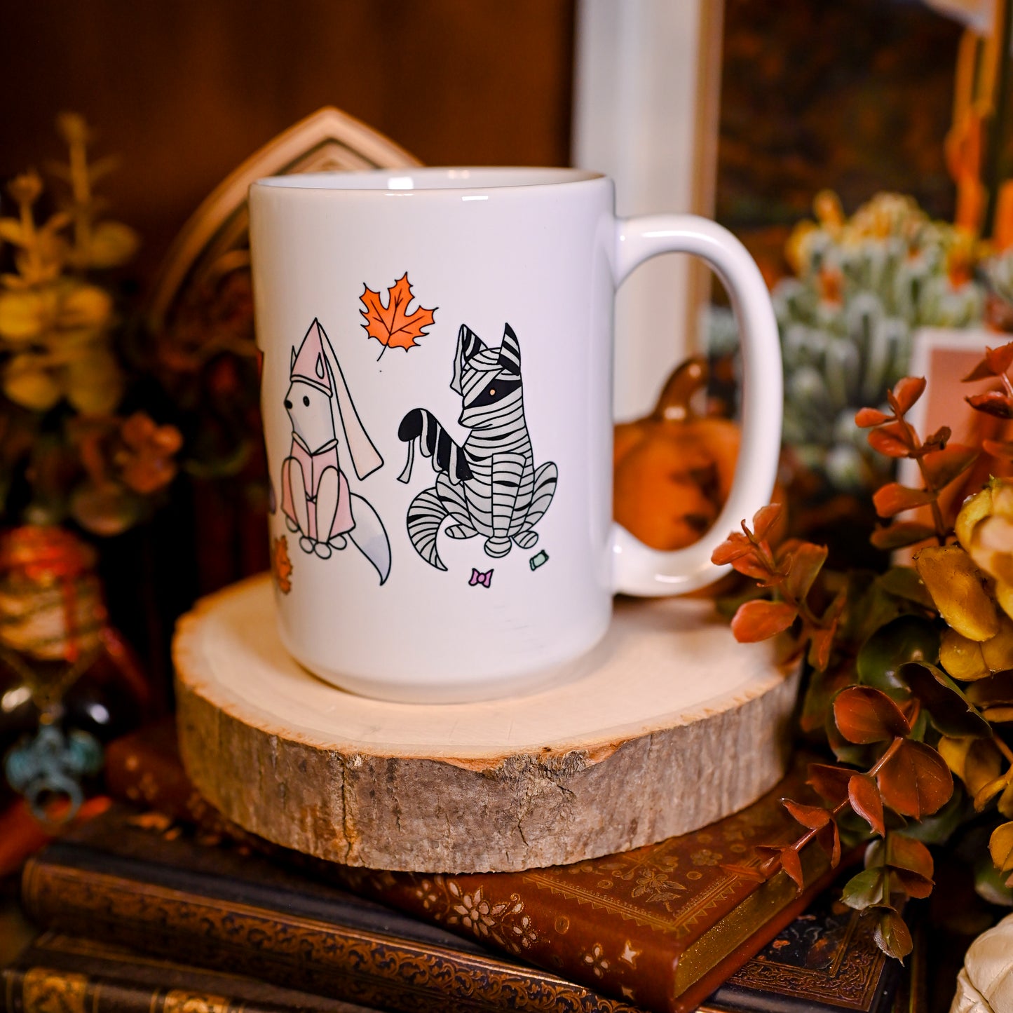 Cozy Halloween Foxes Mug 15oz