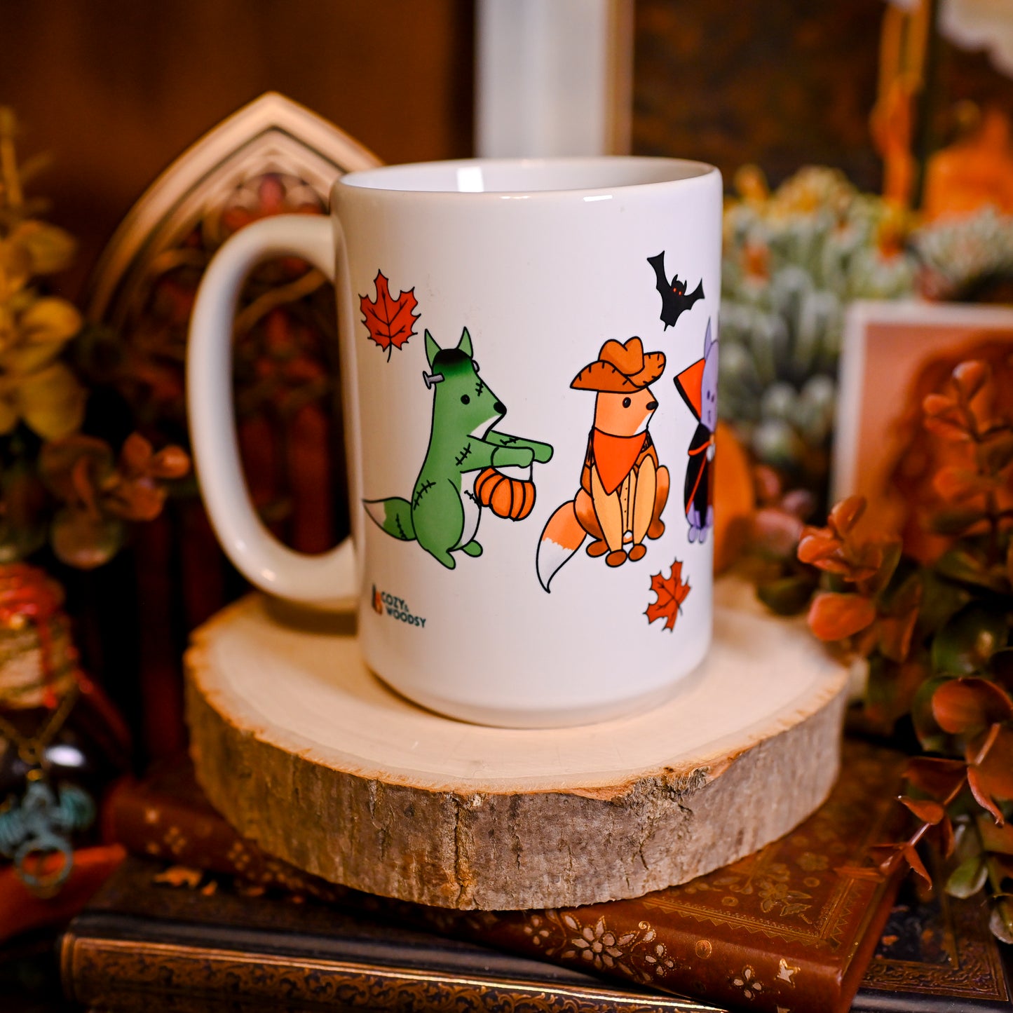 Cozy Halloween Foxes Mug 15oz