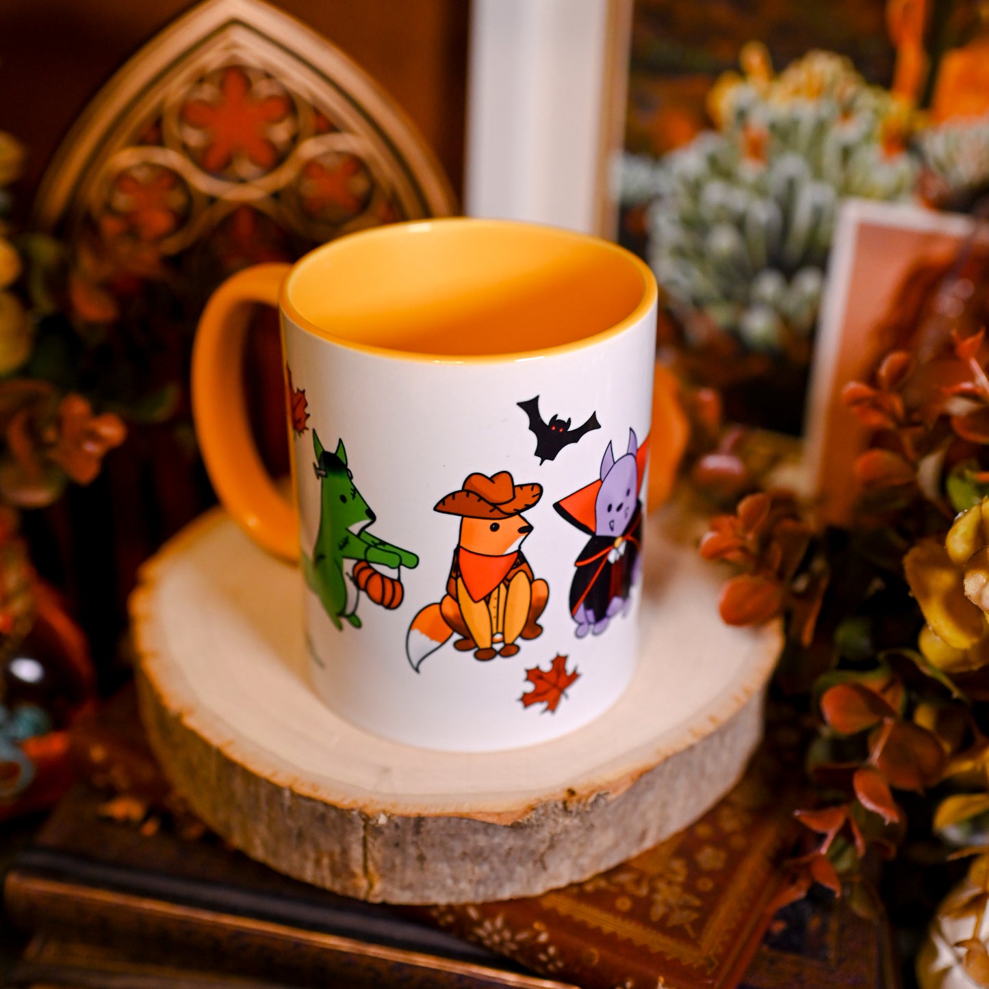 Cozy Halloween Foxes Colorful Mugs (11oz, 15oz)