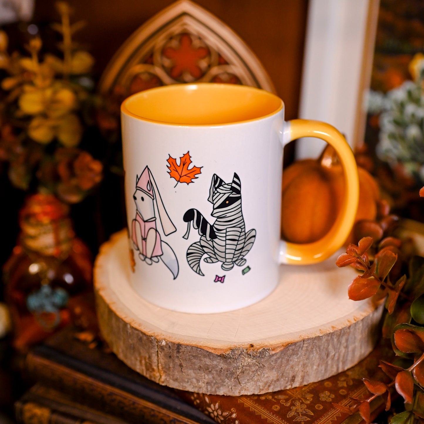 Cozy Halloween Foxes Colorful Mugs (11oz, 15oz)