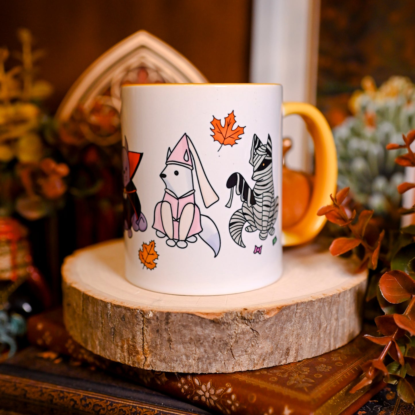 Cozy Halloween Foxes Colorful Mugs (11oz, 15oz)