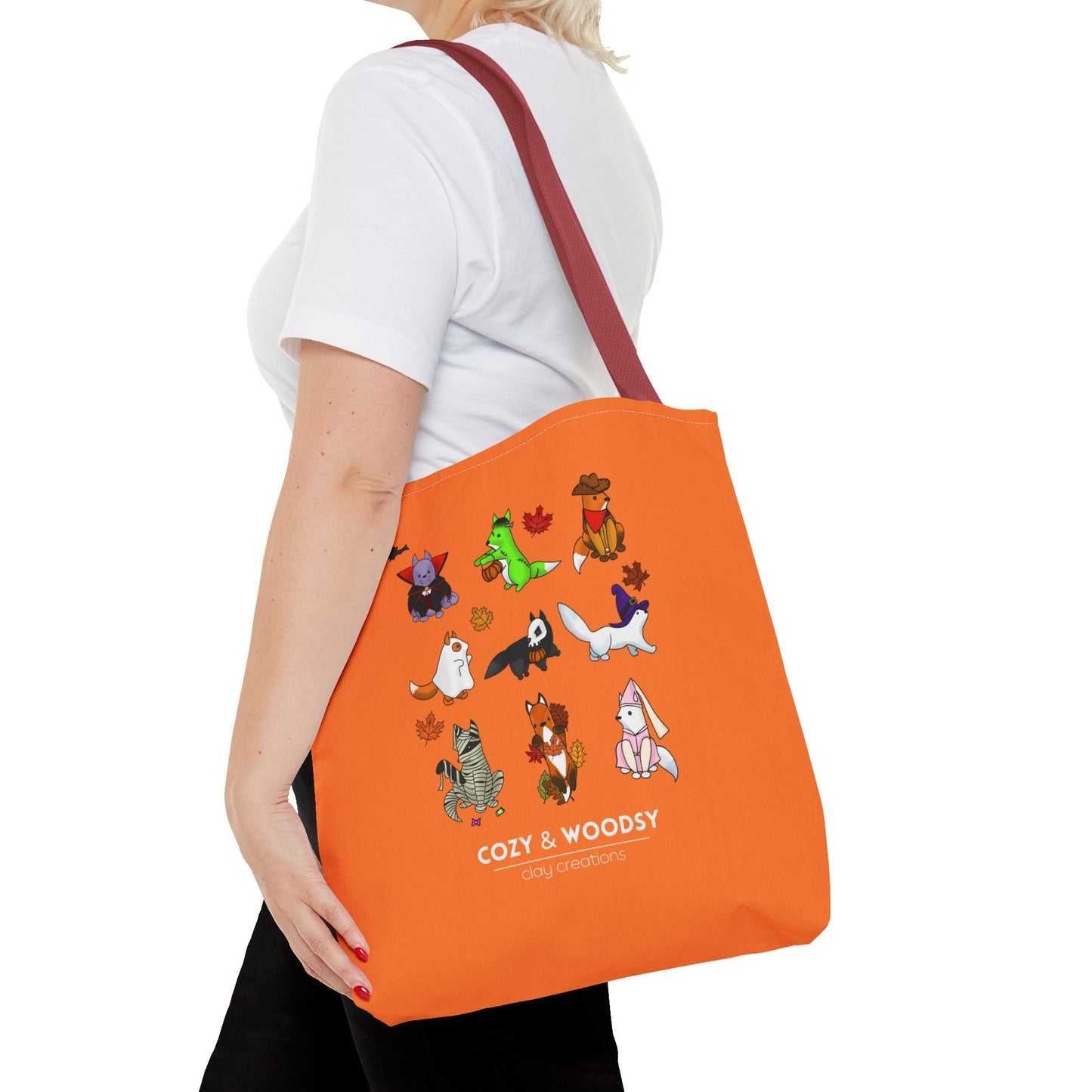 Cozy Halloween Foxes Orange Tote Bag – Perfect for Animal Lovers, Eco-Friendly, Shopping, Gifts, Fall Decor, Everyday Use