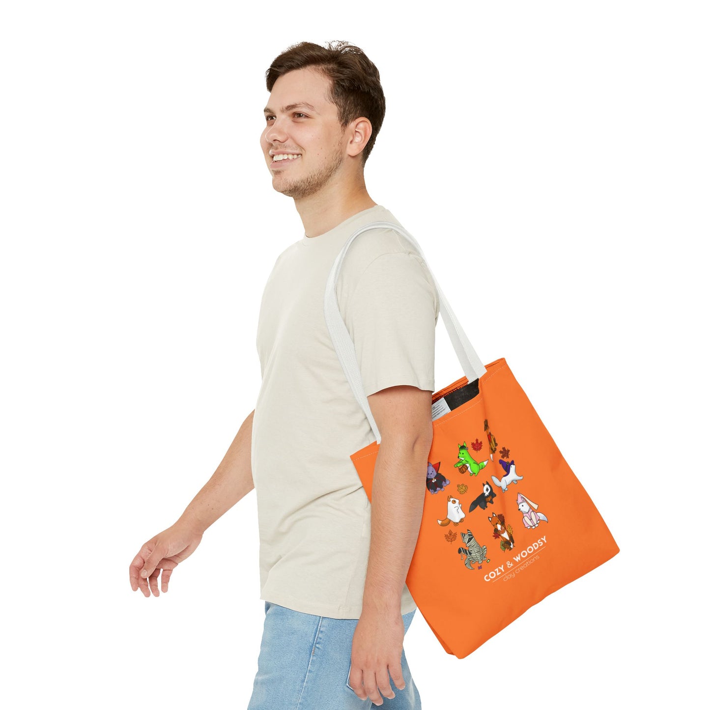 Cozy Halloween Foxes Orange Tote Bag – Perfect for Animal Lovers, Eco-Friendly, Shopping, Gifts, Fall Decor, Everyday Use