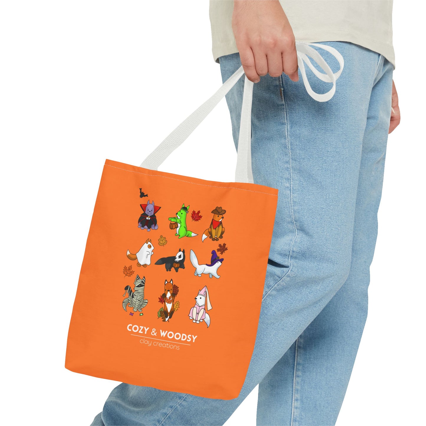 Cozy Halloween Foxes Orange Tote Bag – Perfect for Animal Lovers, Eco-Friendly, Shopping, Gifts, Fall Decor, Everyday Use