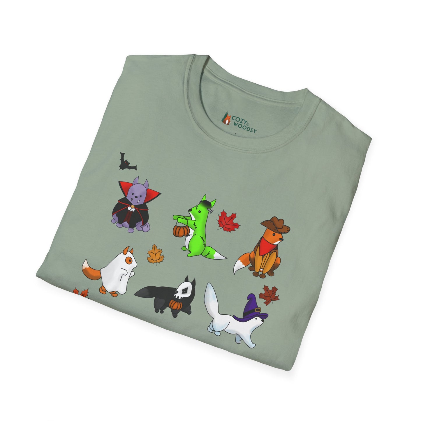 Cozy Halloween Foxes | Unisex Softstyle T-Shirt