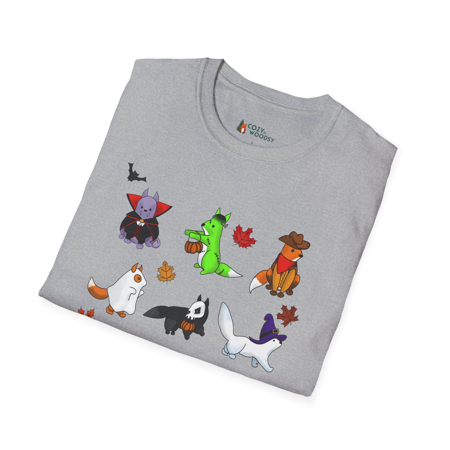Cozy Halloween Foxes | Unisex Softstyle T-Shirt