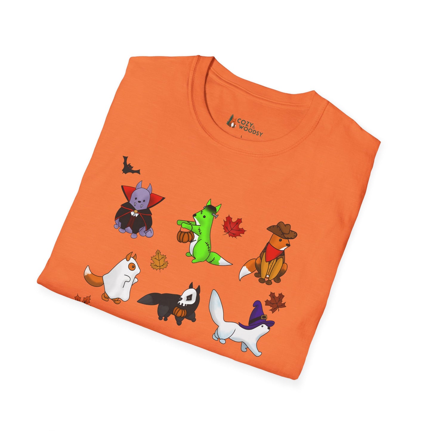 Cozy Halloween Foxes | Unisex Softstyle T-Shirt