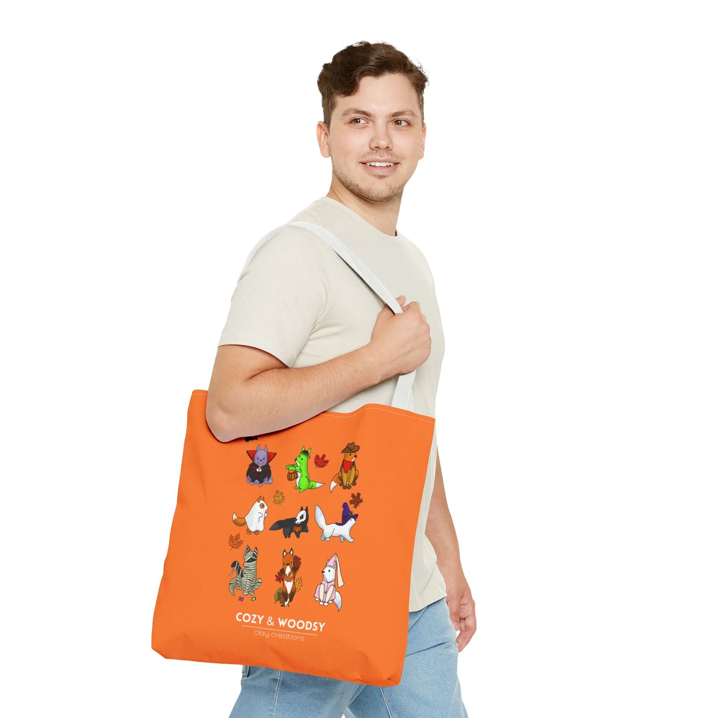 Cozy Halloween Foxes Orange Tote Bag – Perfect for Animal Lovers, Eco-Friendly, Shopping, Gifts, Fall Decor, Everyday Use