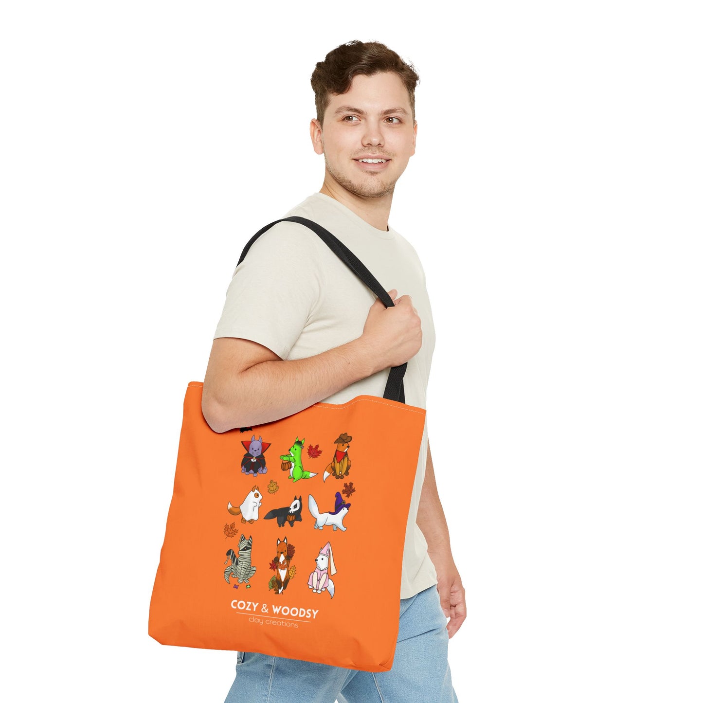 Cozy Halloween Foxes Orange Tote Bag – Perfect for Animal Lovers, Eco-Friendly, Shopping, Gifts, Fall Decor, Everyday Use