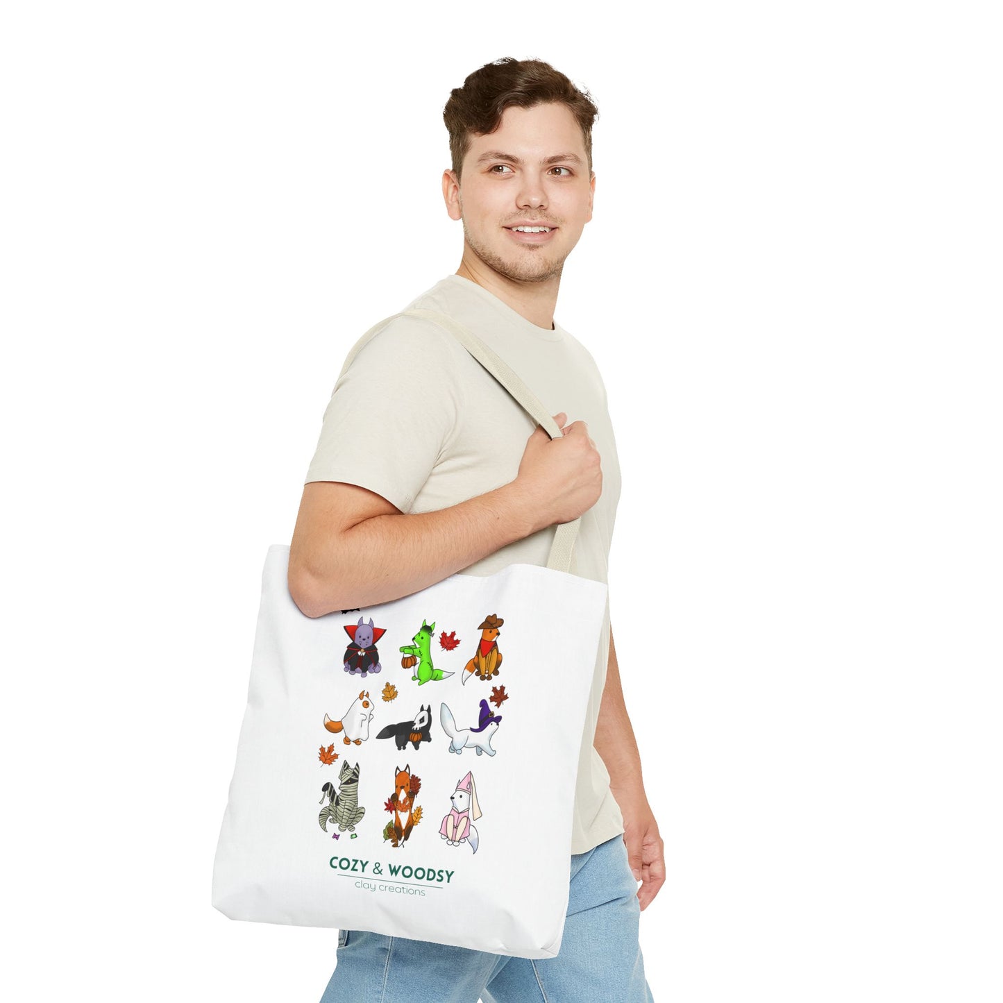 Cozy Halloween Foxes Tote Bag – Perfect for Animal Lovers, Eco-Friendly, Shopping, Gifts, Fall Decor, Everyday Use