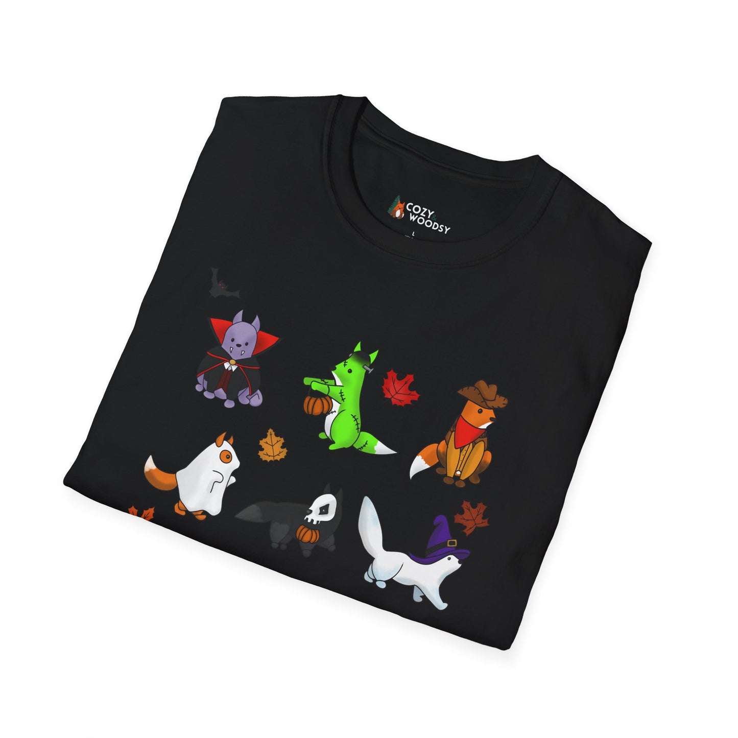Cozy Halloween Foxes | Unisex Softstyle T-Shirt