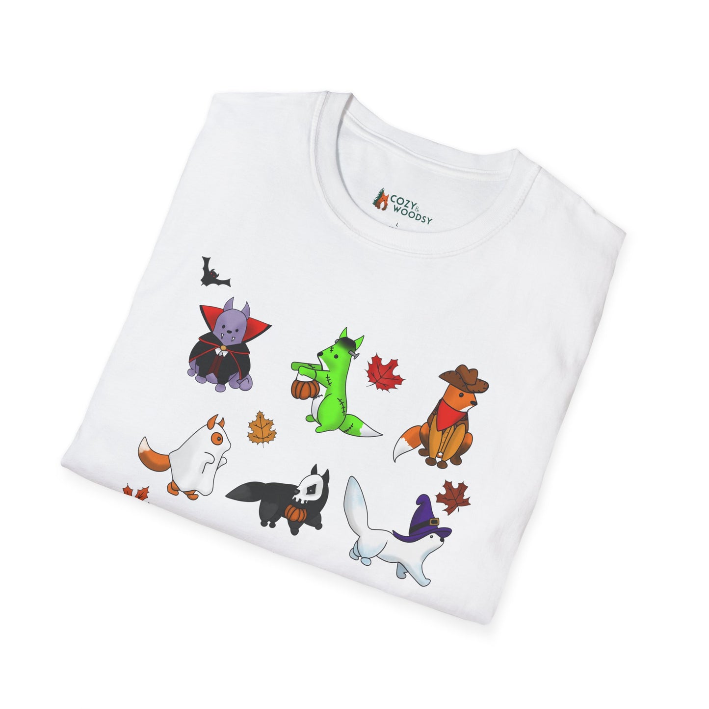 Cozy Halloween Foxes | Unisex Softstyle T-Shirt