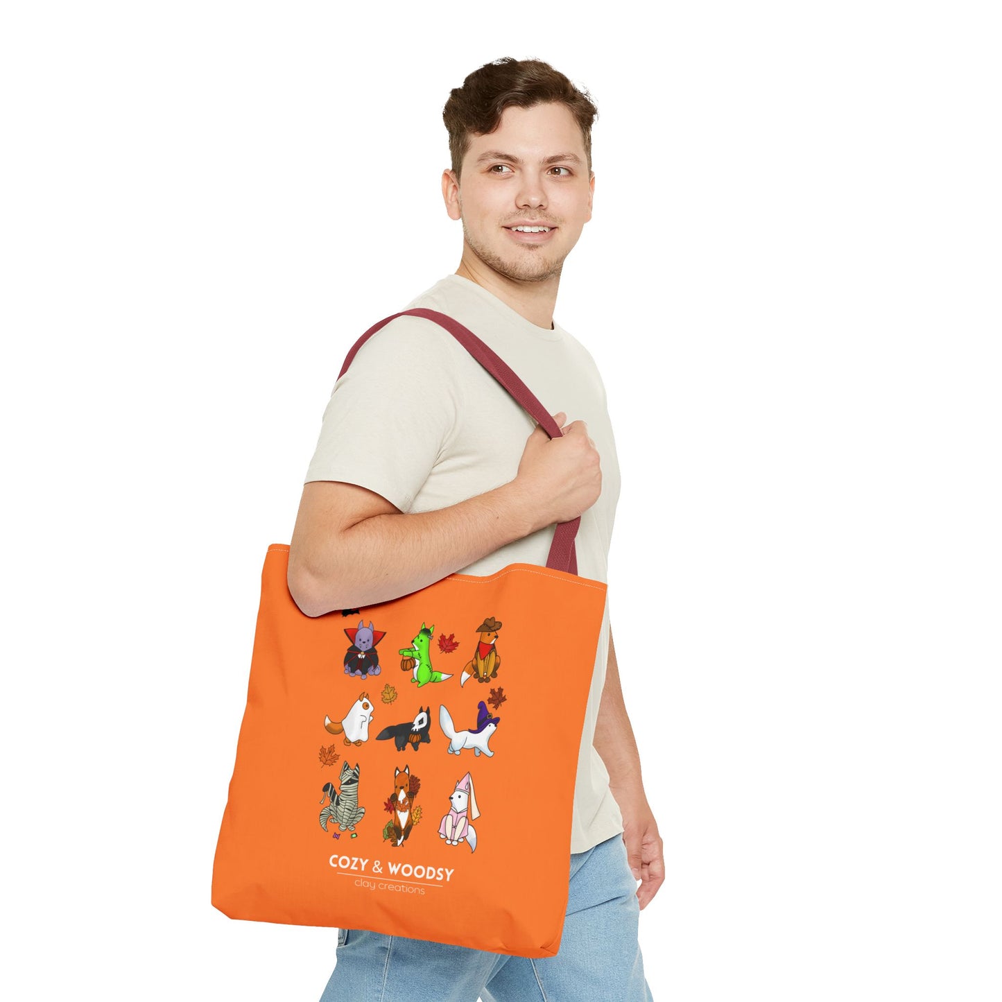 Cozy Halloween Foxes Orange Tote Bag – Perfect for Animal Lovers, Eco-Friendly, Shopping, Gifts, Fall Decor, Everyday Use