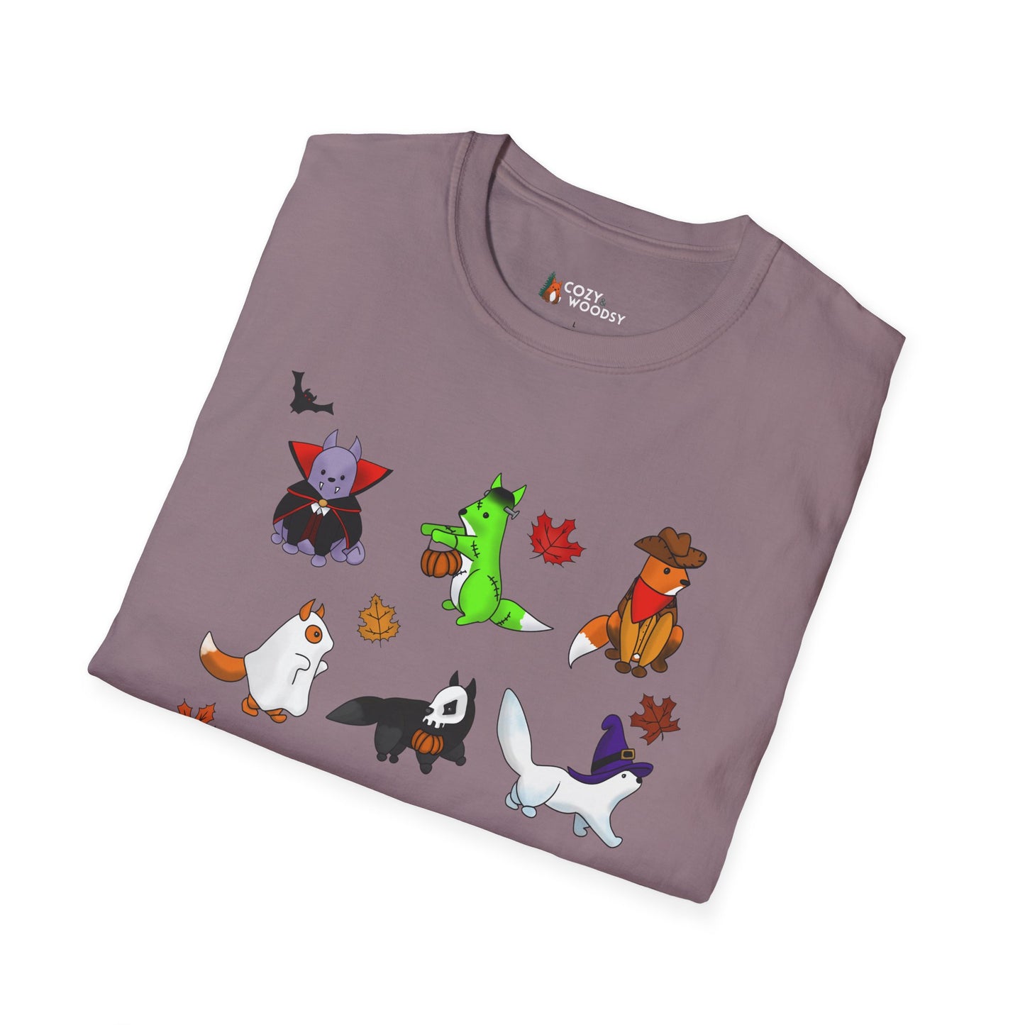 Cozy Halloween Foxes | Unisex Softstyle T-Shirt