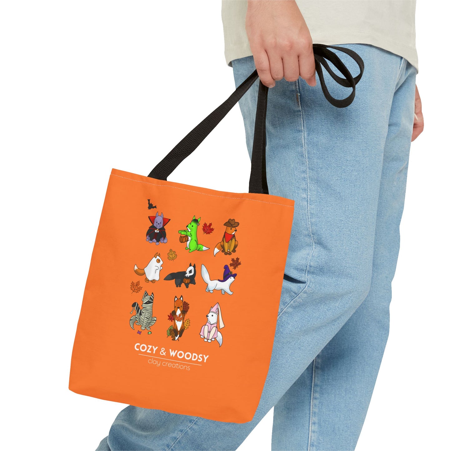 Cozy Halloween Foxes Orange Tote Bag – Perfect for Animal Lovers, Eco-Friendly, Shopping, Gifts, Fall Decor, Everyday Use