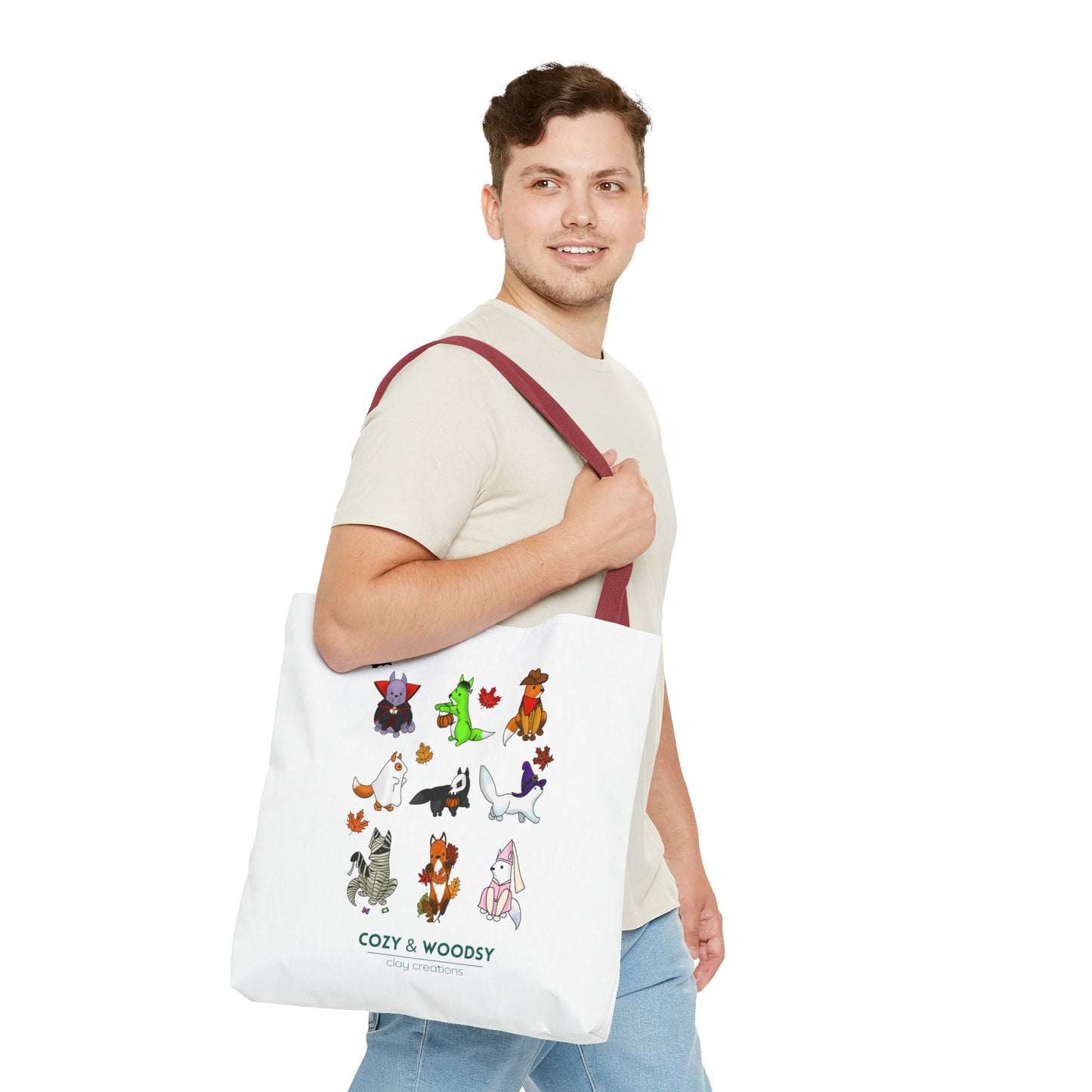 Cozy Halloween Foxes Tote Bag – Perfect for Animal Lovers, Eco-Friendly, Shopping, Gifts, Fall Decor, Everyday Use