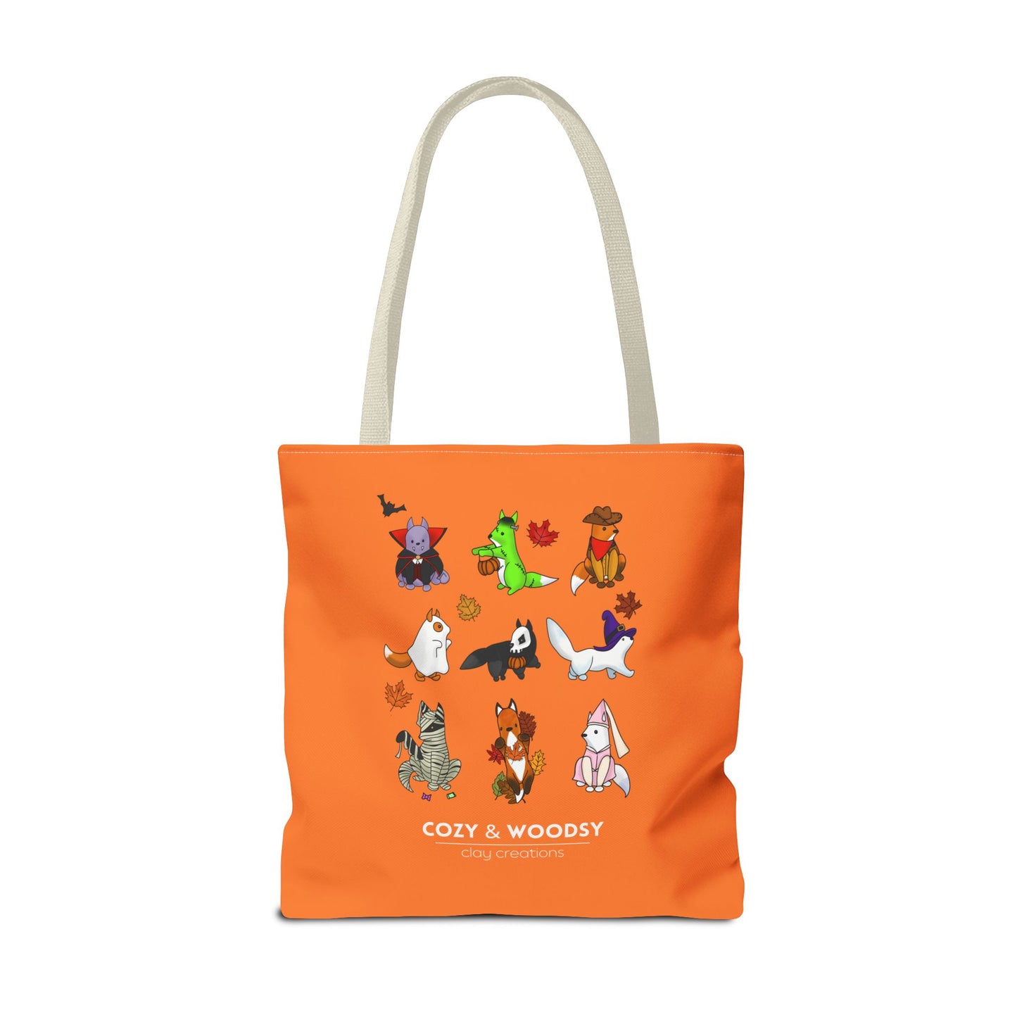 Cozy Halloween Foxes Orange Tote Bag – Perfect for Animal Lovers, Eco-Friendly, Shopping, Gifts, Fall Decor, Everyday Use
