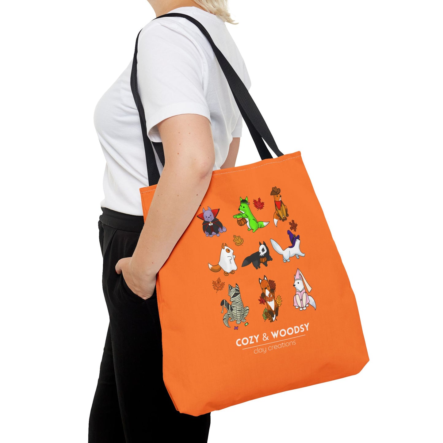 Cozy Halloween Foxes Orange Tote Bag – Perfect for Animal Lovers, Eco-Friendly, Shopping, Gifts, Fall Decor, Everyday Use