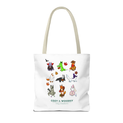 Cozy Halloween Foxes Tote Bag – Perfect for Animal Lovers, Eco-Friendly, Shopping, Gifts, Fall Decor, Everyday Use