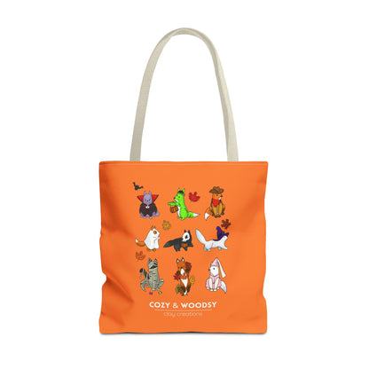 Cozy Halloween Foxes Orange Tote Bag – Perfect for Animal Lovers, Eco-Friendly, Shopping, Gifts, Fall Decor, Everyday Use