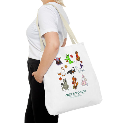 Cozy Halloween Foxes Tote Bag – Perfect for Animal Lovers, Eco-Friendly, Shopping, Gifts, Fall Decor, Everyday Use