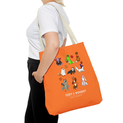 Cozy Halloween Foxes Orange Tote Bag – Perfect for Animal Lovers, Eco-Friendly, Shopping, Gifts, Fall Decor, Everyday Use