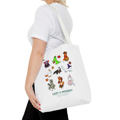 Cozy Halloween Foxes Tote Bag – Perfect for Animal Lovers, Eco-Friendly, Shopping, Gifts, Fall Decor, Everyday Use