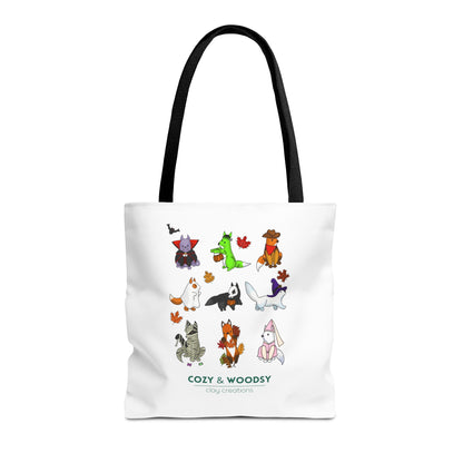 Cozy Halloween Foxes Tote Bag – Perfect for Animal Lovers, Eco-Friendly, Shopping, Gifts, Fall Decor, Everyday Use