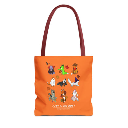 Cozy Halloween Foxes Orange Tote Bag – Perfect for Animal Lovers, Eco-Friendly, Shopping, Gifts, Fall Decor, Everyday Use