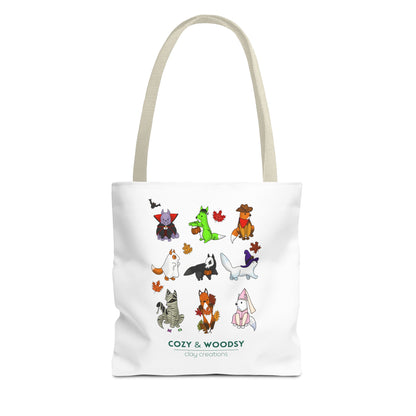 Cozy Halloween Foxes Tote Bag – Perfect for Animal Lovers, Eco-Friendly, Shopping, Gifts, Fall Decor, Everyday Use