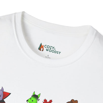 Cozy Halloween Foxes | Unisex Softstyle T-Shirt