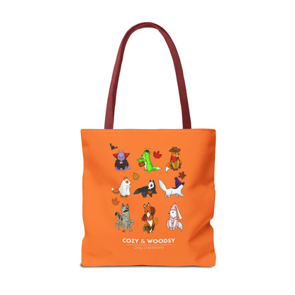 Cozy Halloween Foxes Orange Tote Bag – Perfect for Animal Lovers, Eco-Friendly, Shopping, Gifts, Fall Decor, Everyday Use