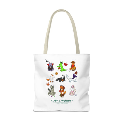 Cozy Halloween Foxes Tote Bag – Perfect for Animal Lovers, Eco-Friendly, Shopping, Gifts, Fall Decor, Everyday Use