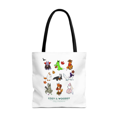 Cozy Halloween Foxes Tote Bag – Perfect for Animal Lovers, Eco-Friendly, Shopping, Gifts, Fall Decor, Everyday Use