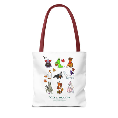 Cozy Halloween Foxes Tote Bag – Perfect for Animal Lovers, Eco-Friendly, Shopping, Gifts, Fall Decor, Everyday Use
